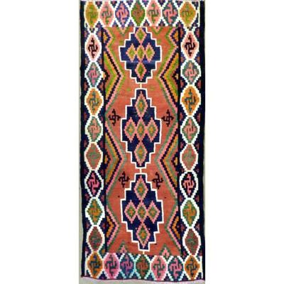 Hand-Knotted Sanandaj Vintage Kilim 10'7