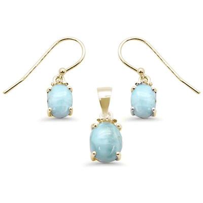 Yellow Gold Plated Oval Natural Larimar .925 Sterling Silver Pendant & Earring Set
$48...
