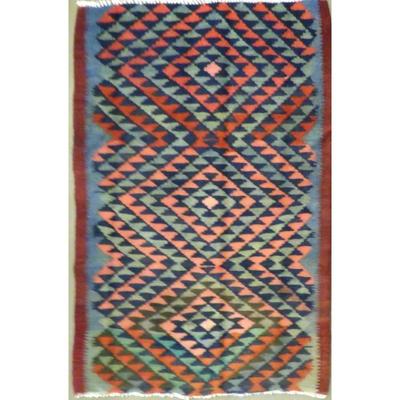 Hand-Knotted Sanandaj Vintage Kilim 5'0