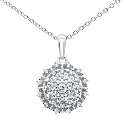 SPECIAL! .26ct G SI 10K White Gold Diamond Round Multi Row Necklace Pendant 18