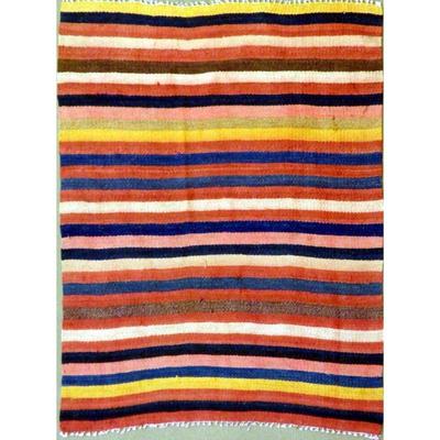 Hand-Knotted Sanandaj Vintage Kilim 3'4