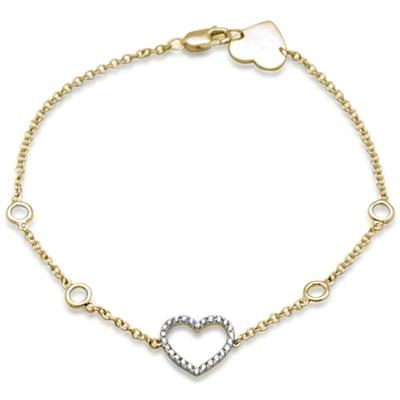 SPECIAL! .13ct 14K Yellow Gold Heart Diamond Bracelet 7