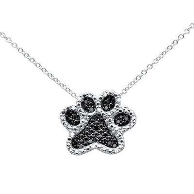SPECIAL! .10ct G SI 14K White Gold Diamond Dog Paw Pendant Necklace 18