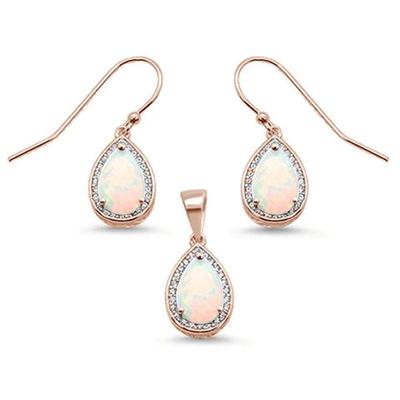 Rose Gold Plated White Opal & Cubic Zirconia .925 Sterling Silver Earring & Pendant Set
$45...