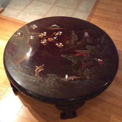 MCT085 Japanese Wooden Lacquered Hand Painted Coffee Table 