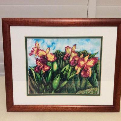 MCT061 Koa Framed Orchid Picture By Teri Inouye 