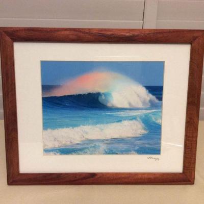 MCT063 Koa Framed Art Photography Picture Of A Wave