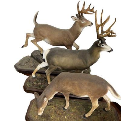 Trio of Louis Paul Jonas Studios Deer Figurines