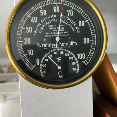 Vintage Abbeon Cal. Inc. Hygrometer & Thermometer In Brass Case, Retails For $321Â 