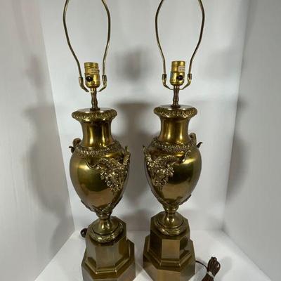 Vintage Chapman Ram Head Brass Lamps