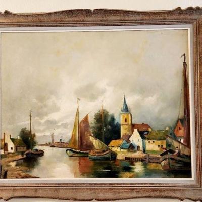 Signed Herbe Oil on Canvas Dutch Artist early 20th C