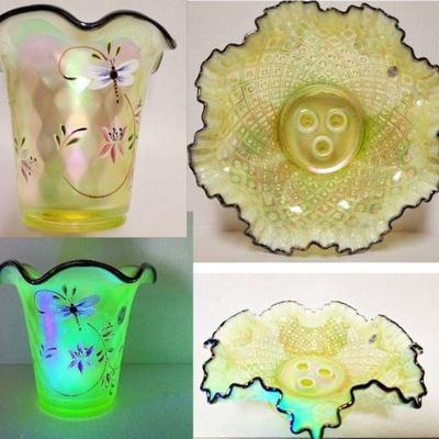 Fenton Art Glass, Uranium Glass, Vaseline Glass