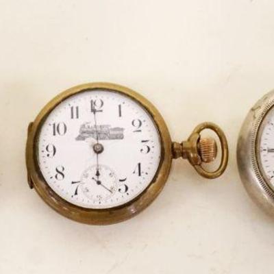 1025	3 POCKET WATCHES, NOT WORKING W/LOSS FOR PARTS OR REPAIR INCLUDING WALTHAM
