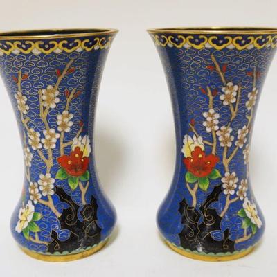 1201	2 ASIAN CLOISONNE VASES, APPROXIMATELY 6 1/4 IN
