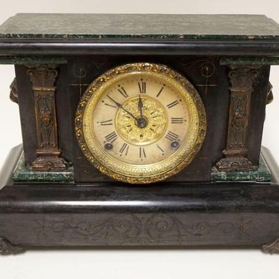 1150	SETH THOMAS VICTORIAN MANTLE CLOCK, APPROXIMATELY 7 IN X 17 IN X 11 IN HIGH
