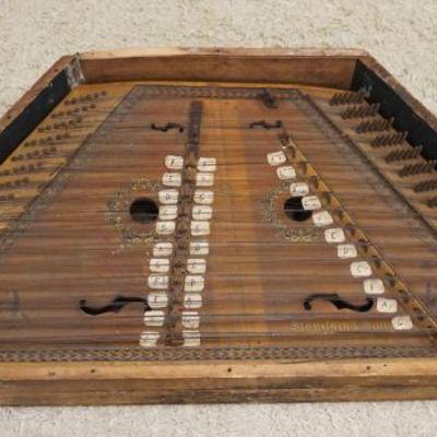 1066	ANTIQUE STONITSCH & SON LARGE HAMMERED DULCIMER, BROOKLYN NY, APPROXIMATELY 53 IN X 33 IN OVERALL
