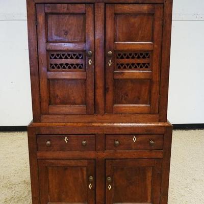 1058	ANTIQUE WALNUT 2 PART CUPBOARD W/2 DRAWERS & 4 DOORS, APPROXIMATELY 42 1/2 IN X 20 1/2 IN X 72 3/4 IN HIGH
