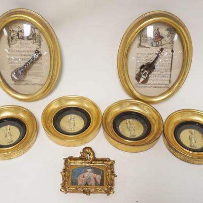 1124	GROUP OF IMAGES IN SMALL GILT FRAMES, LARGEST APPROXIMATELY 9 1/2 IN X 7 IN

