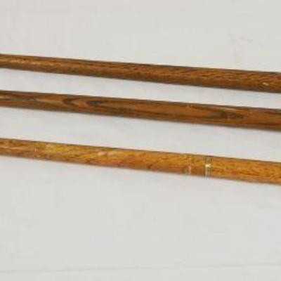 1171	GROUP OF 3 ANITQUE RUSTIC CANES, BRASS TOP CANE & WALKING STICKS W/HORSE HEAD
