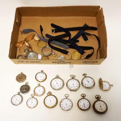 1026	POCKET WATCH LOT, NOT WORKING W/LOSSES FOR PARTS OR REPAIR
