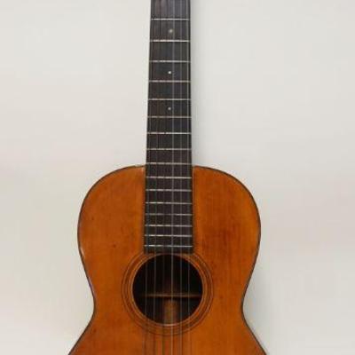 1031	EARLY C.F. MARTIN & CO 6 STRING ACOUSTIC PARLOR GUITAR, NAZARETH PA, APPROXIMATELY 37 IN LONG, NECK 23 1/2 IN
