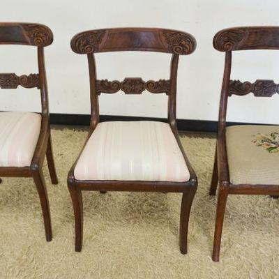 1088	SET OF 3 CARVED WALNUT SIDE CHAIRS
