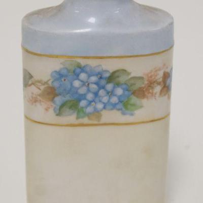 1141	VIENNA AUSTRIA CHINA TALCUM POWDER SHAKER, HAND PAINTED, APPROXIMATELY 4 3/4 IN
