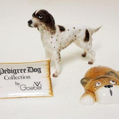 1265	LOT OF 4 GOEBEL DOG FIGURINES & PLAQUE, LARGEST APPROXIMATELY 7 IN HIGH
