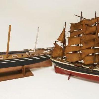1004	WOOD BOAT & SHIP MODELS, BOAT HAS LOSSES, LARGEST APPROXIMATELY 30 IN X 13 IN HIGH
