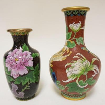 1200	2 ASIAN CLOISONNE VASES, LARGEST APPROXIMATELY 9 1/4 IN
