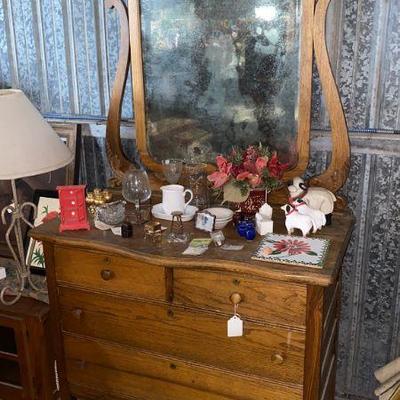 antique oak dresser/ mirror