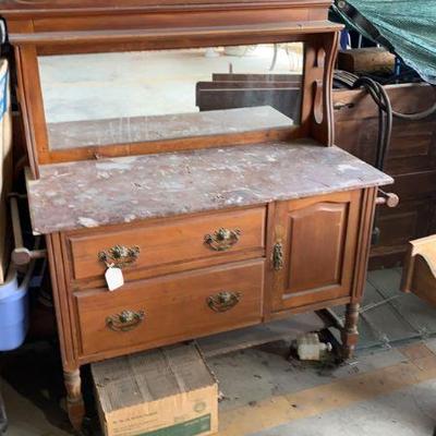 marble top washstand has crack in marble