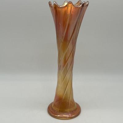 Vintage Fenton Carnival Glass Swung Vase, 10.5in