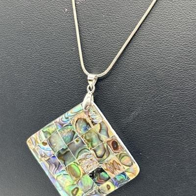 925 Silver & Abalone 18in Necklace, Tl Weight 15g