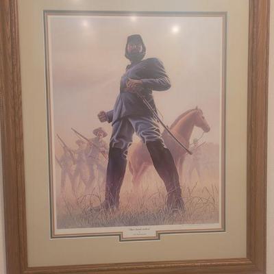 One of five, different Civil War themed prints, triple matted, non-glare glass, museum quality paintings