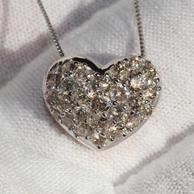 DIAMOND HEART PENDANT NECKLACE 18K GOLD D1.00ctw...