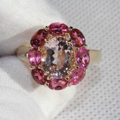 MORGANITE RING PINK TOURMALINE M2.48ct PT1.52ctw
