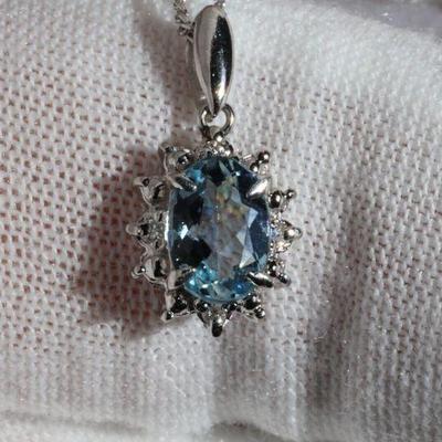 AQUAMARINE PENDANT DIAMOND PLATINUM A.52CT D.03CTW...