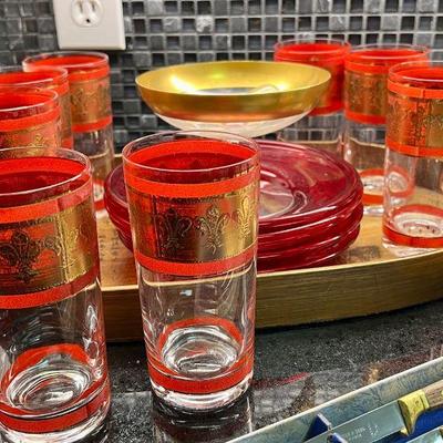 Vintage Gold and Red tumblers
