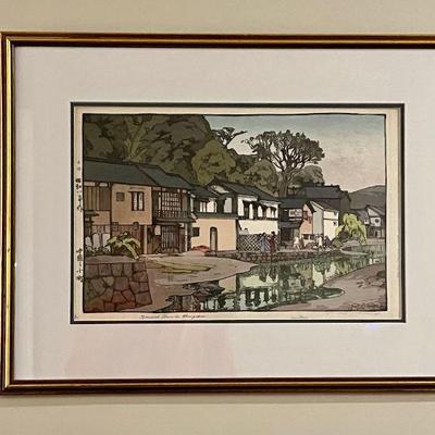 Japanese hand colored print with chop mark/signed