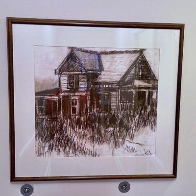 Nice original drawing of a Kansas farmhouse