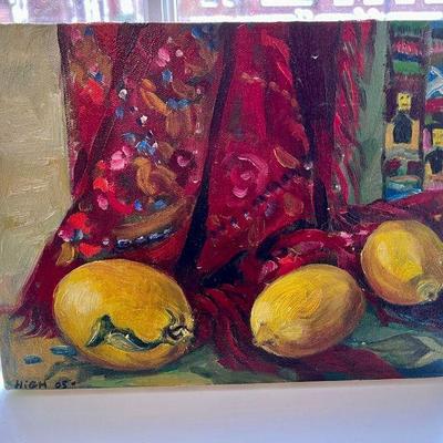 Original still life painting of fruit on canvas