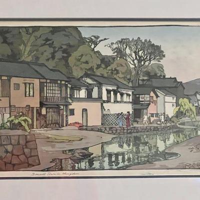 Japanese hand colored print with chop mark/signed
