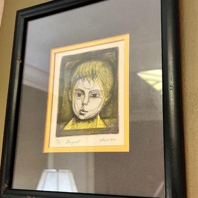 Hand colored etching by Irving Amen