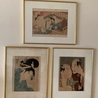 WWS011 Three Framed Japanese Block Prints