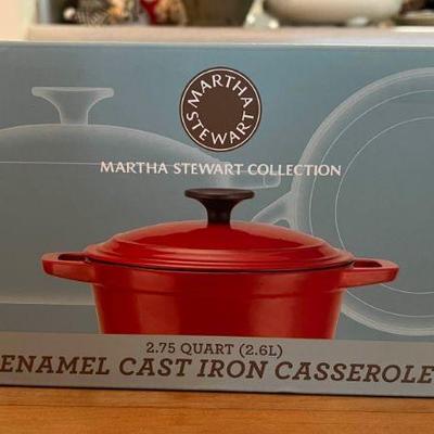 WWS031- Martha Stewart Red Cast Iron Casserole