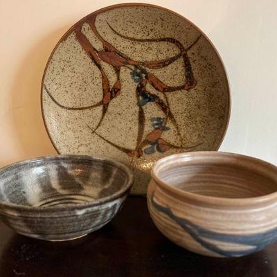 WWS033- Glazed Pottery Bowls & Ceramic Plate