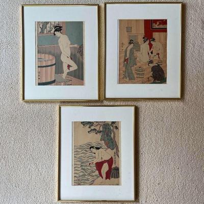 WWS059- (3) Framed Japanese Block Prints