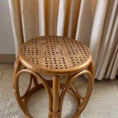 WWS024- Vintage Round Bamboo Side Table