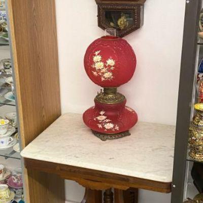 Consolidated Lamp Co. red satin GWTW 